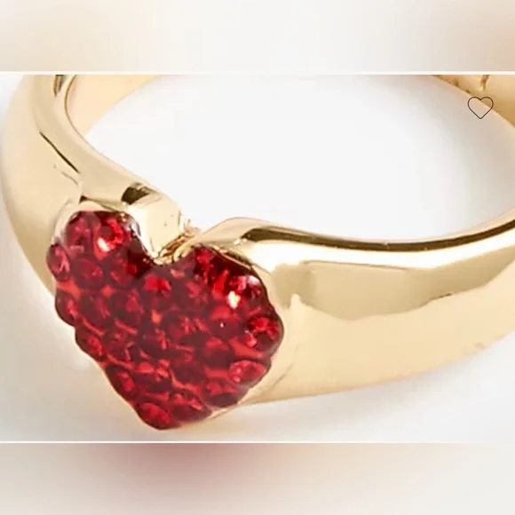 J. Crew Gold Ring with Heart Stone - Picture 3 of 4